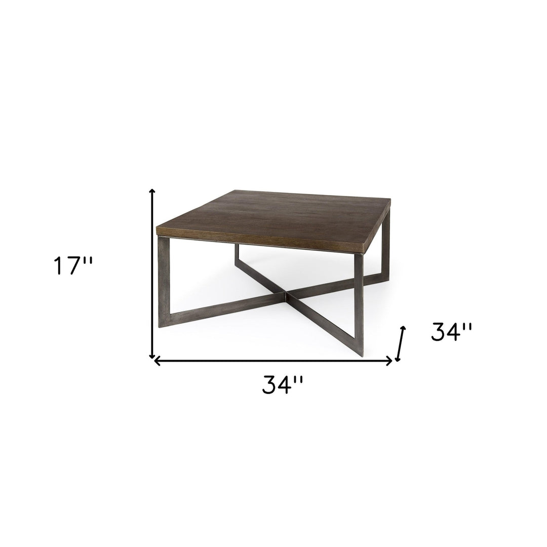 34" Brown Solid Wood Square Coffee Table Image 9