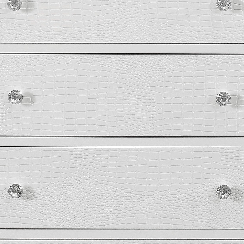 31" Metallic White Solid Wood Five Drawer Chest Image 3