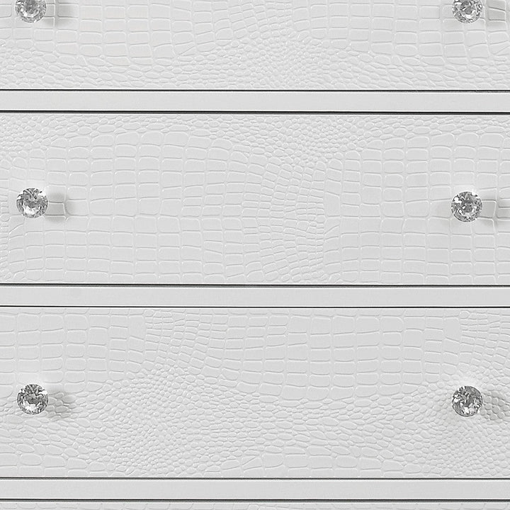 31" Metallic White Solid Wood Five Drawer Chest Image 3