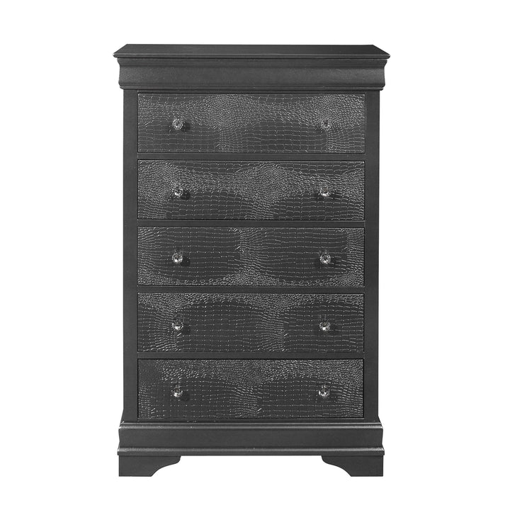 31" Metallic Grey Solid Wood Five Drawer Chest Image 1