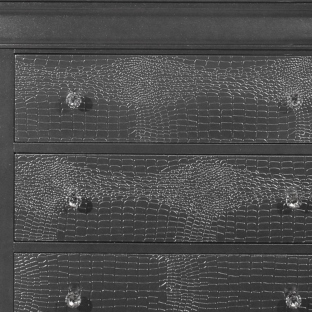 31" Metallic Grey Solid Wood Five Drawer Chest Image 2