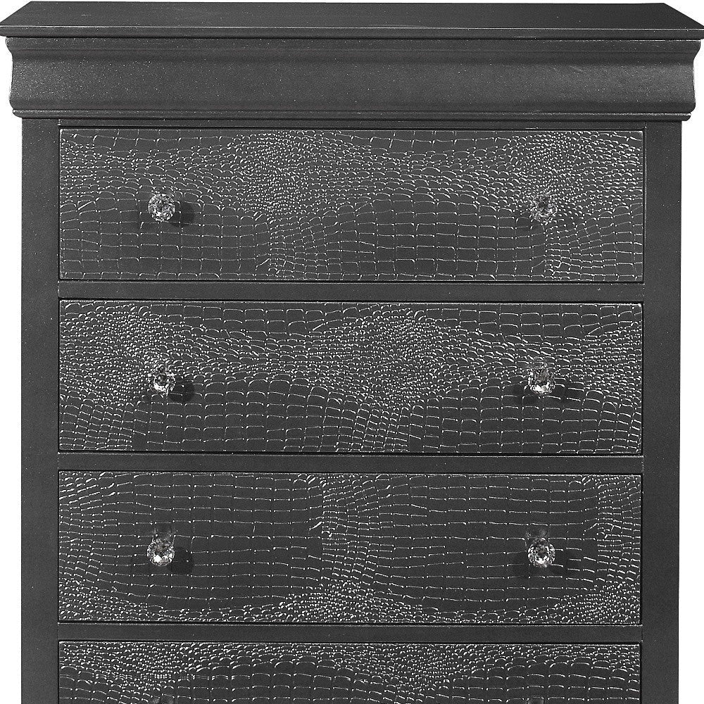 31" Metallic Grey Solid Wood Five Drawer Chest Image 3