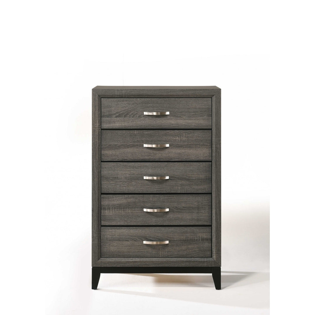 31" Gray Manufactured Wood Five Drawer Chest Image 2