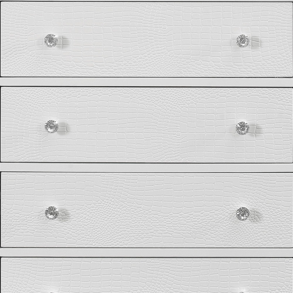 31" Metallic White Solid Wood Five Drawer Chest Image 4