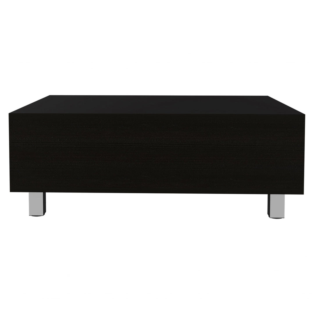 32" Black Manufactured Wood Rectangular Lift Top Coffee Table With Drawer And Shelf Image 2