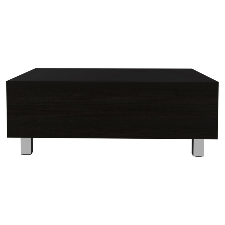 32" Black Manufactured Wood Rectangular Lift Top Coffee Table With Drawer And Shelf Image 2