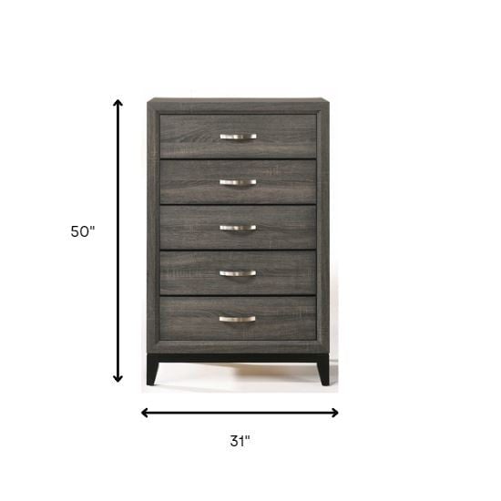 31" Gray Manufactured Wood Five Drawer Chest Image 4