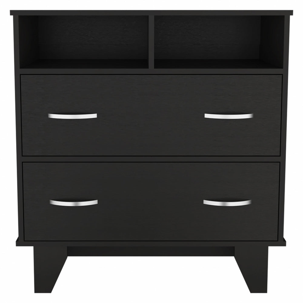 32" Black Manufactured Wood Two Drawer Dresser Image 2