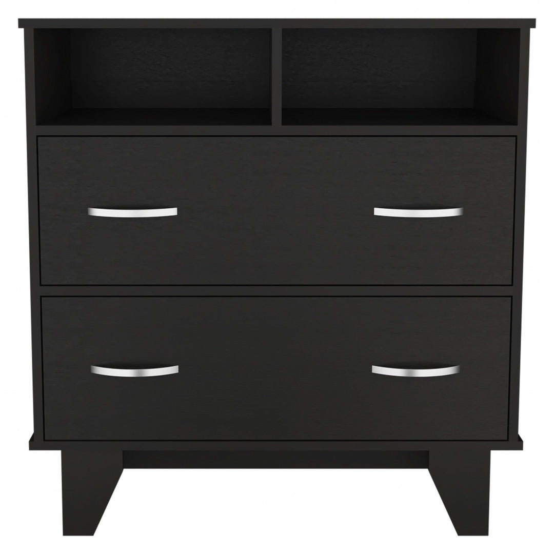 32" Black Manufactured Wood Two Drawer Dresser Image 2