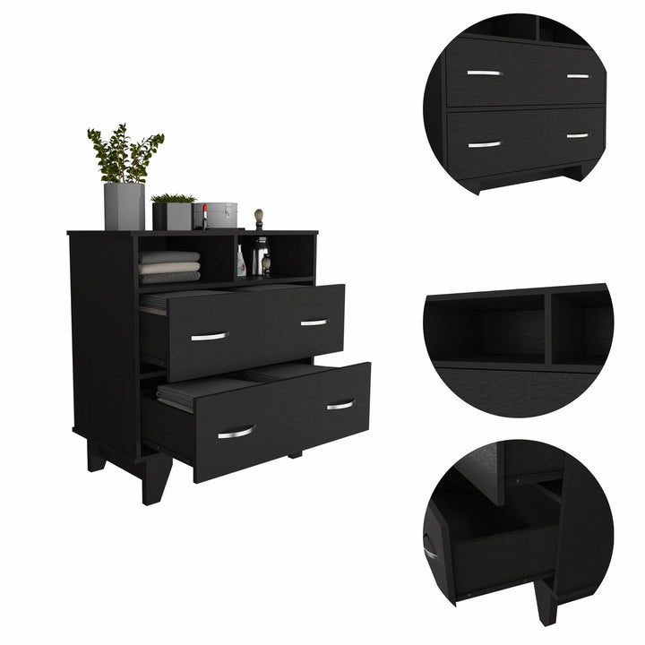 32" Black Manufactured Wood Two Drawer Dresser Image 3