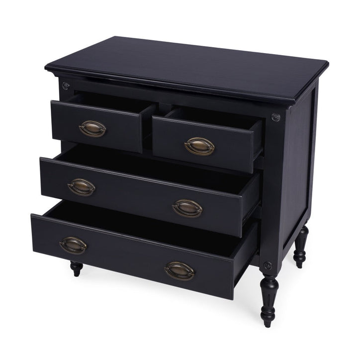 32" Black Solid Wood Four Drawer Gentlemans Chest Image 2