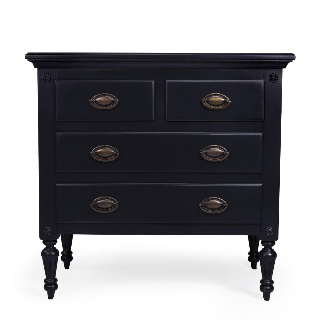 32" Black Solid Wood Four Drawer Gentlemans Chest Image 3