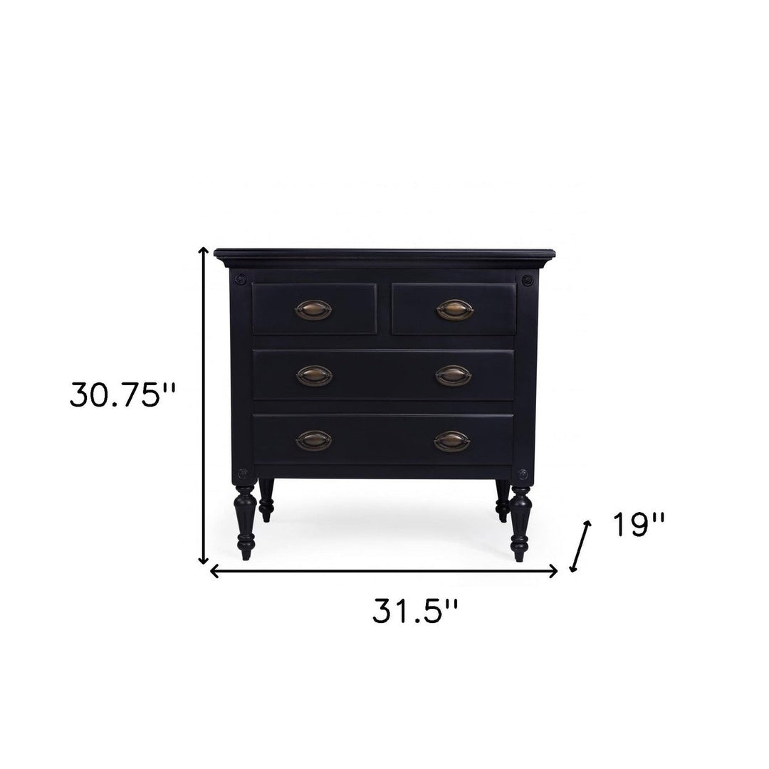 32" Black Solid Wood Four Drawer Gentlemans Chest Image 7