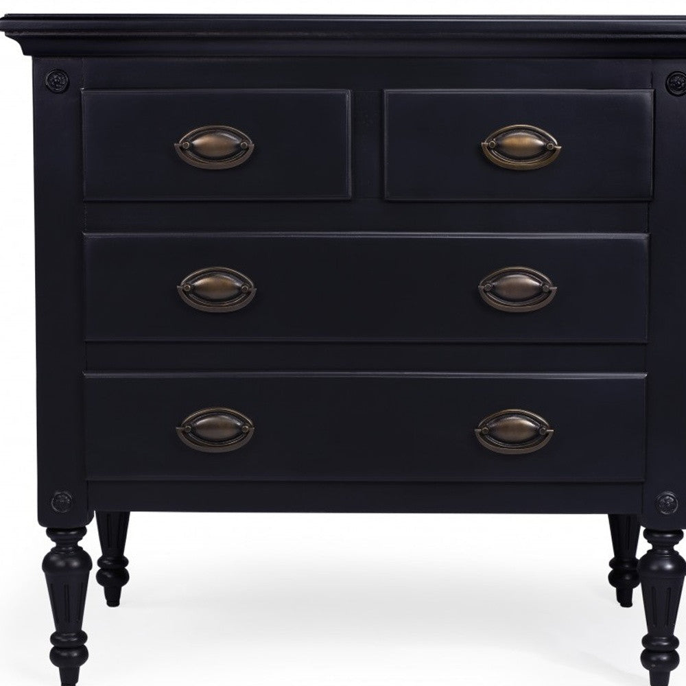 32" Black Solid Wood Four Drawer Gentlemans Chest Image 9