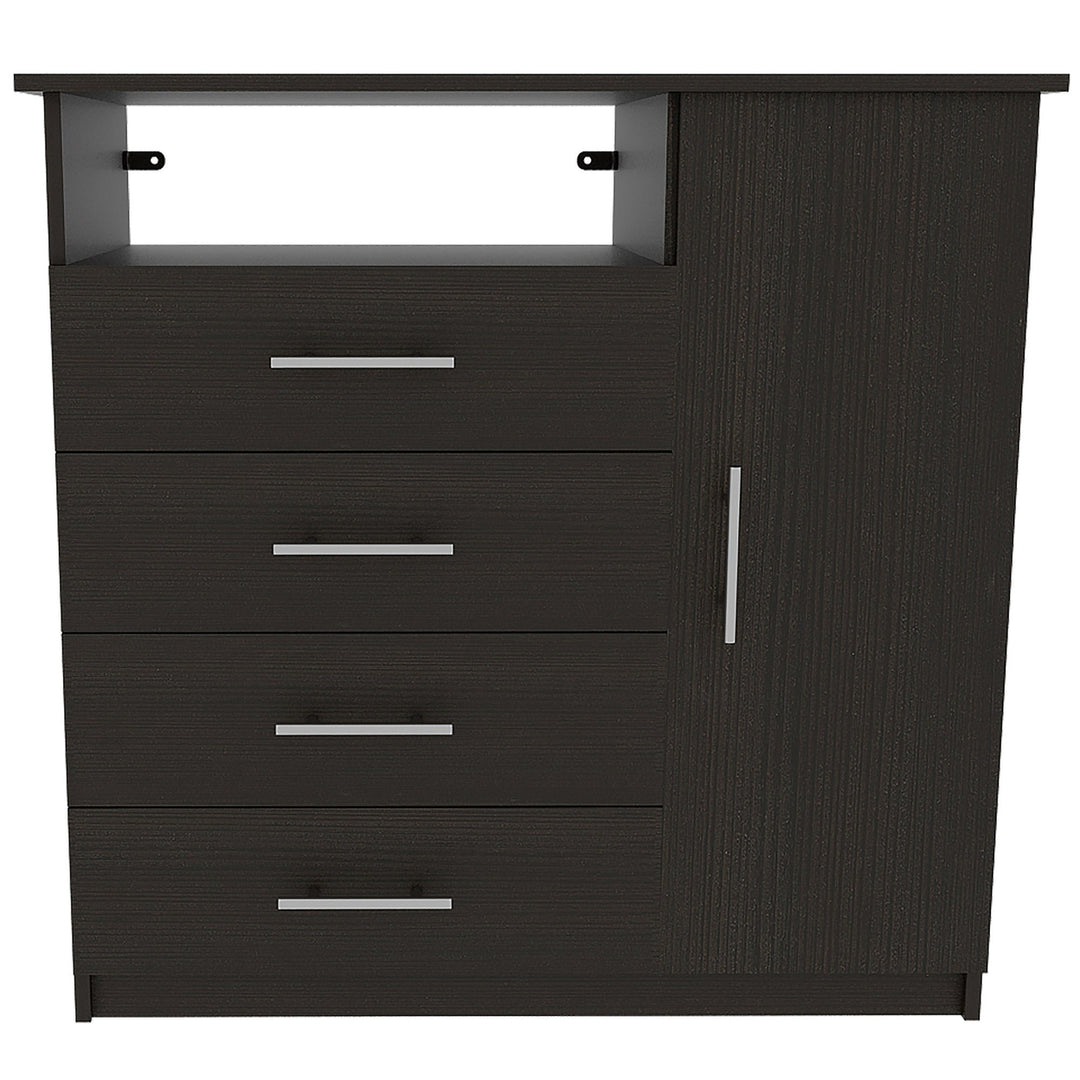 36" Black Manufactured Wood Four Drawer Combo Dresser Image 2