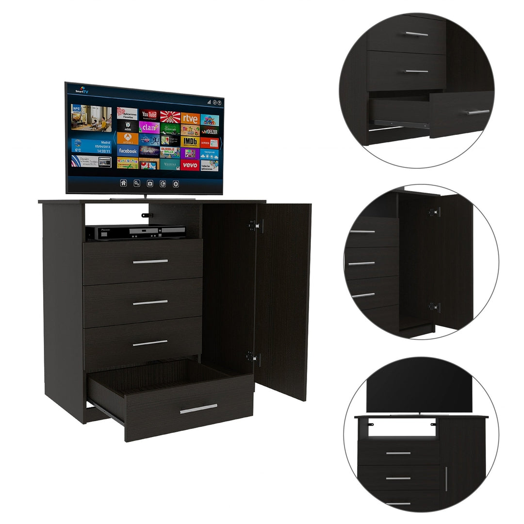 36" Black Manufactured Wood Four Drawer Combo Dresser Image 3