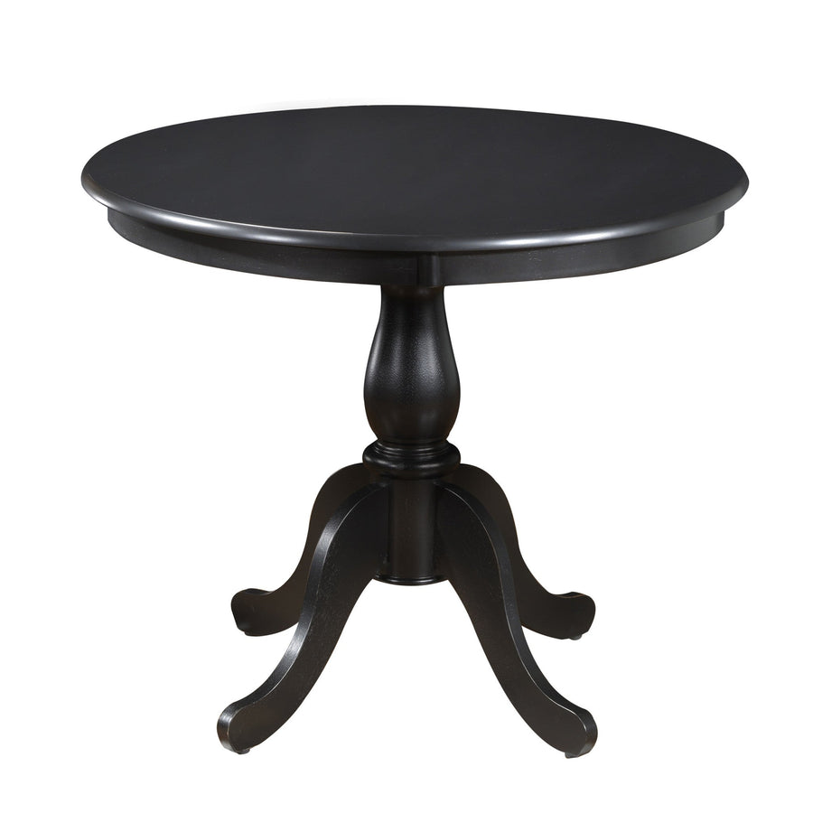 36" Black Rounded Solid Manufactured Wood And Solid Wood Pedestal Base Dining Image 1