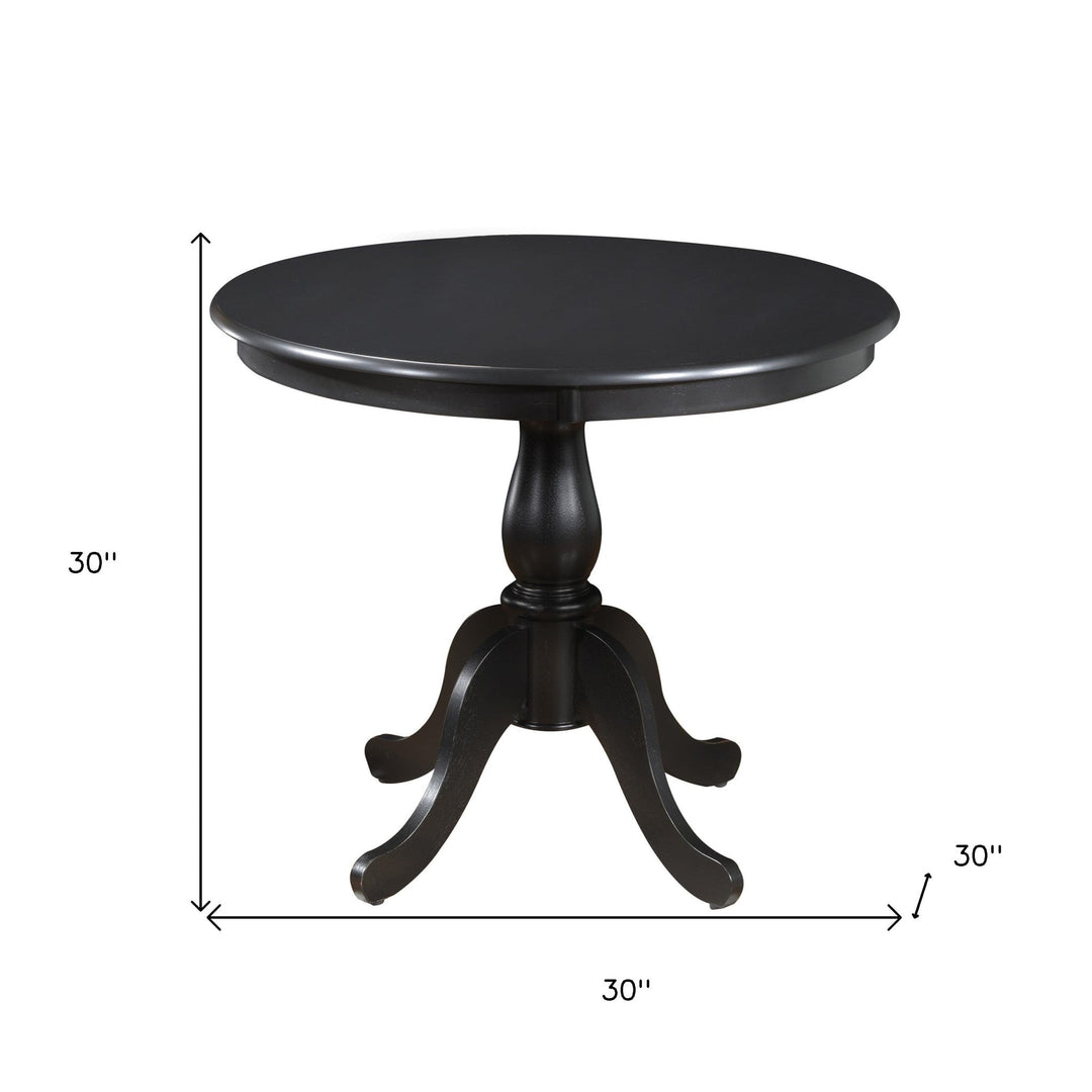 36" Black Rounded Solid Manufactured Wood And Solid Wood Pedestal Base Dining Image 2