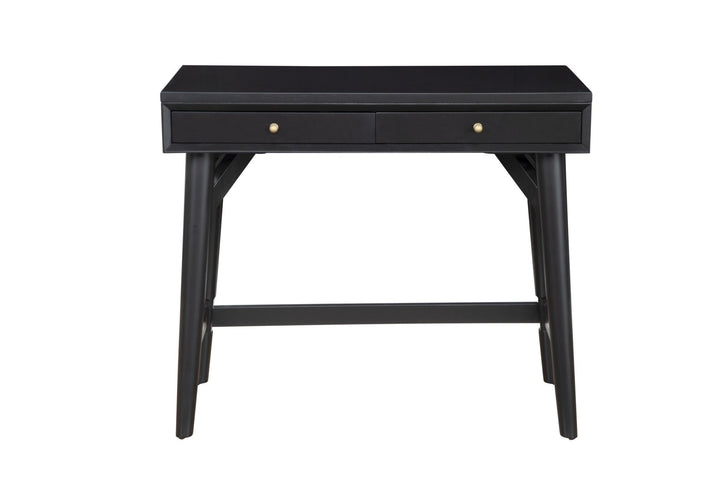 36" Black Solid Manufactured Wood Writing Desk with Two Drawers Image 3