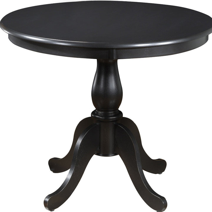 36" Black Rounded Solid Manufactured Wood And Solid Wood Pedestal Base Dining Image 4