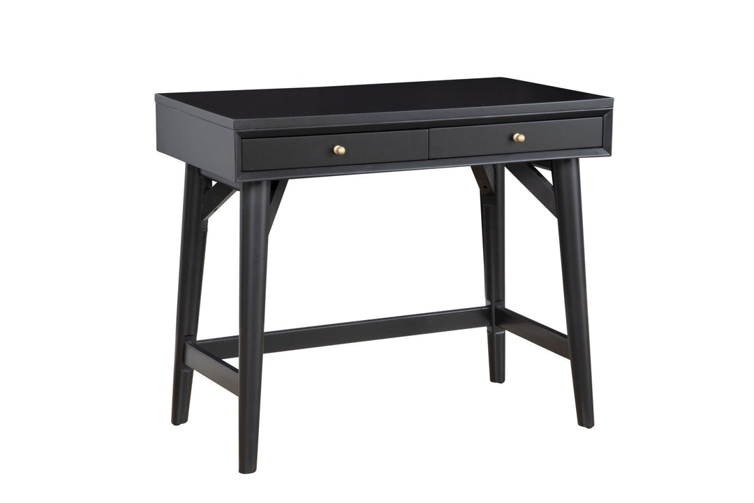 36" Black Solid Manufactured Wood Writing Desk with Two Drawers Image 4