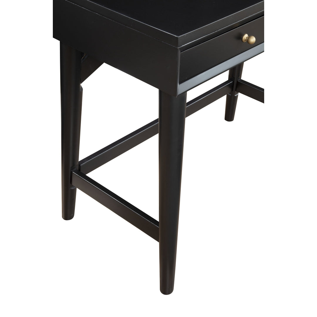 36" Black Solid Manufactured Wood Writing Desk with Two Drawers Image 6