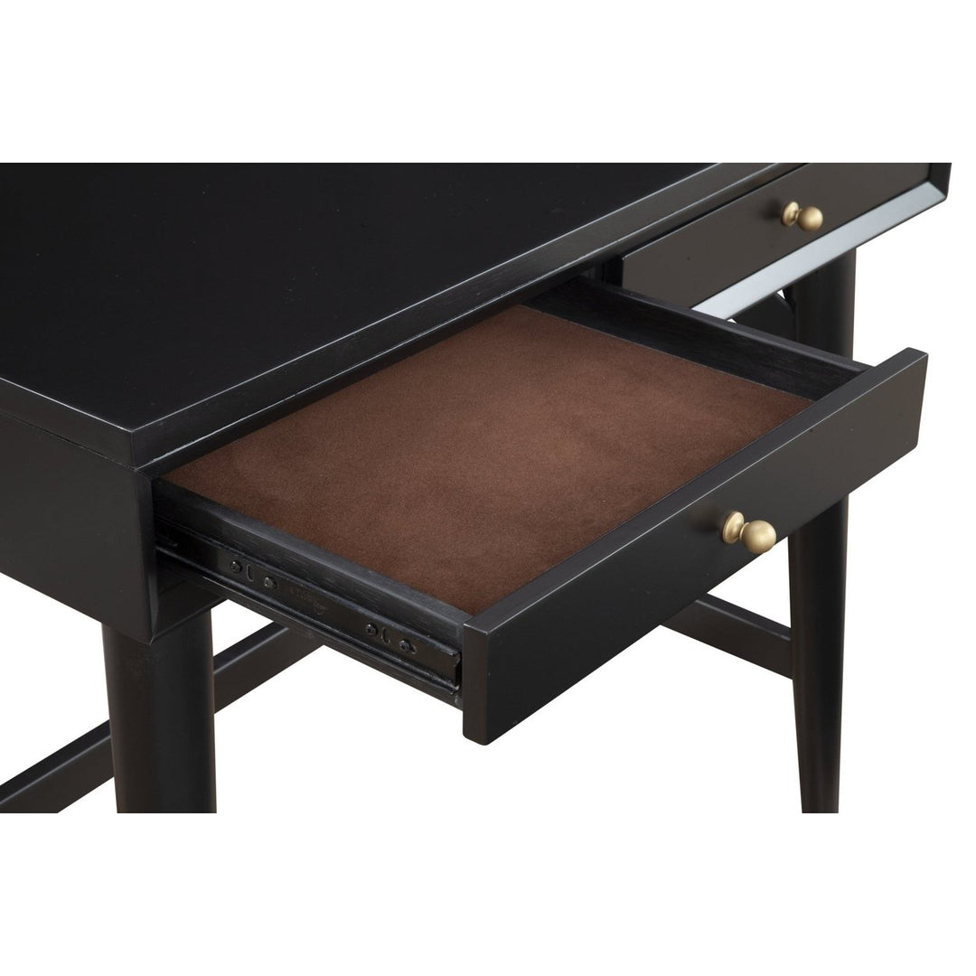 36" Black Solid Manufactured Wood Writing Desk with Two Drawers Image 9