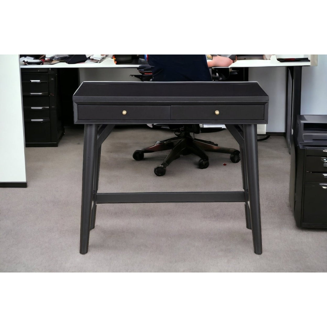 36" Black Solid Manufactured Wood Writing Desk with Two Drawers Image 11