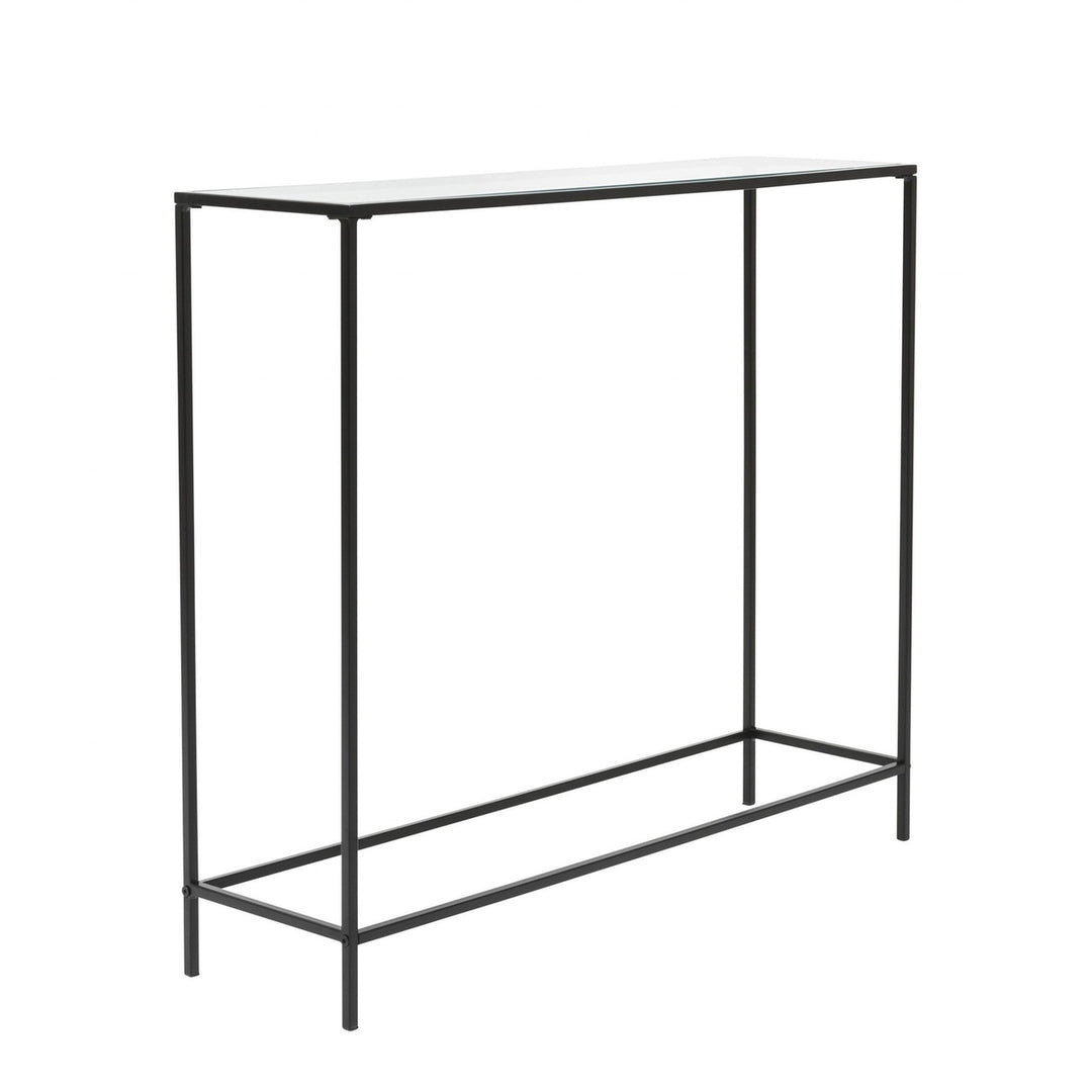 36" Clear and Black Glass Console Table Image 2