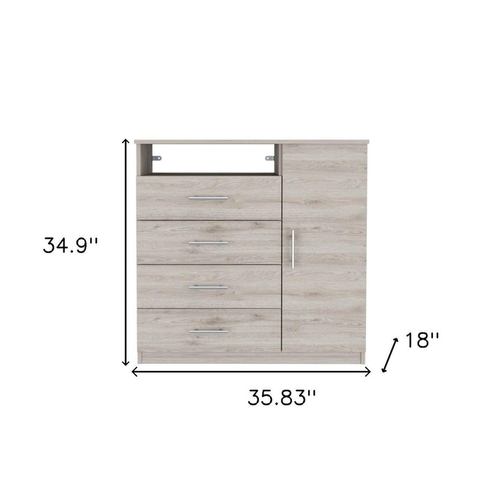 36" Light Gray Manufactured Wood Four Drawer Combo Dresser Image 6