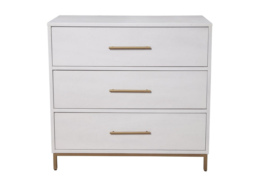 36" White Solid Wood Three Drawer Chest Image 1