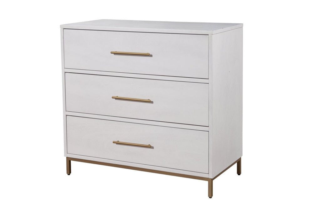 36" White Solid Wood Three Drawer Chest Image 2