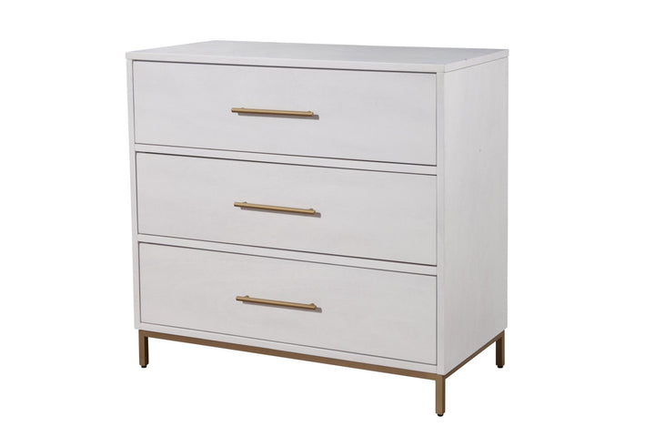 36" White Solid Wood Three Drawer Chest Image 2