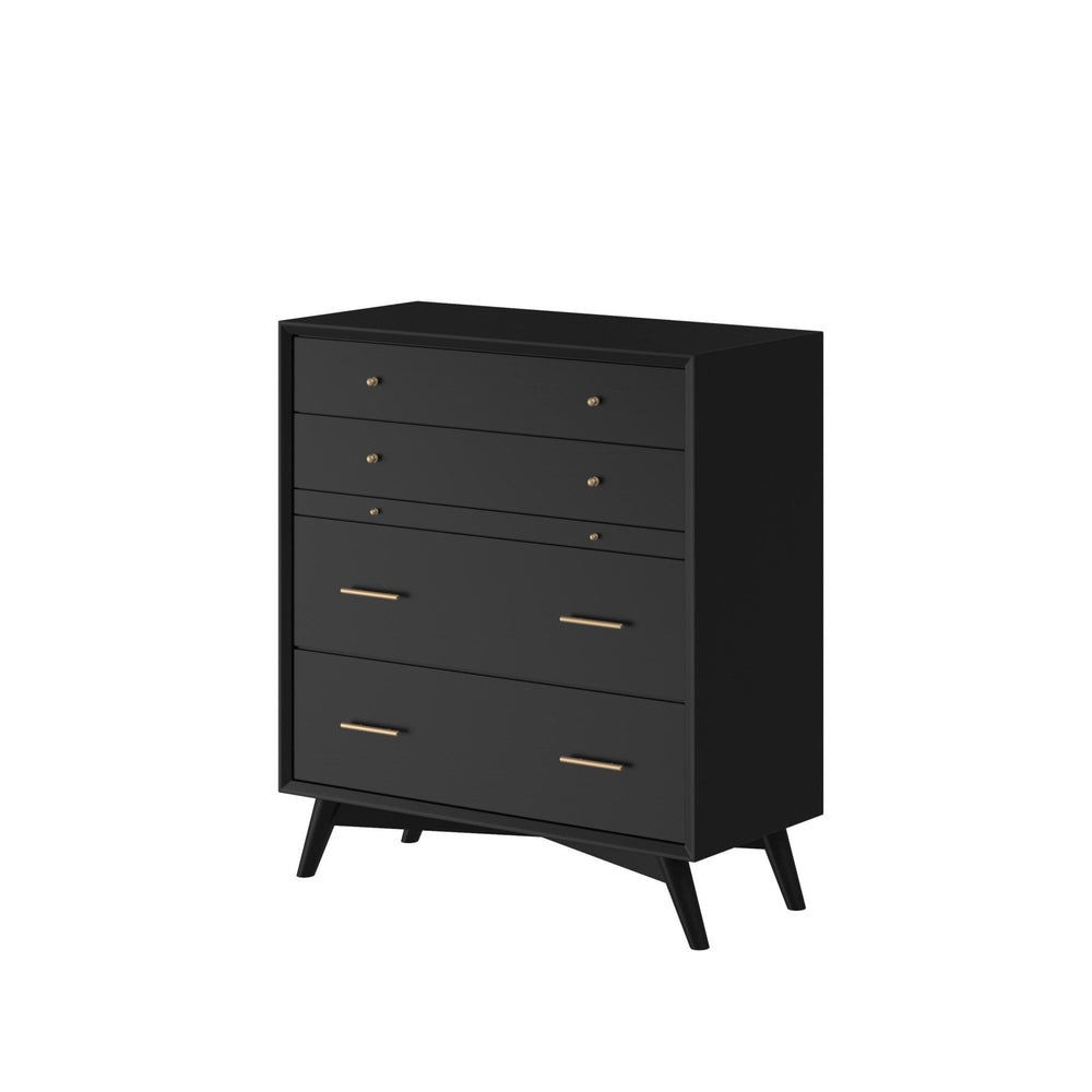 38" Black Solid Wood Four Drawer Chest Image 2