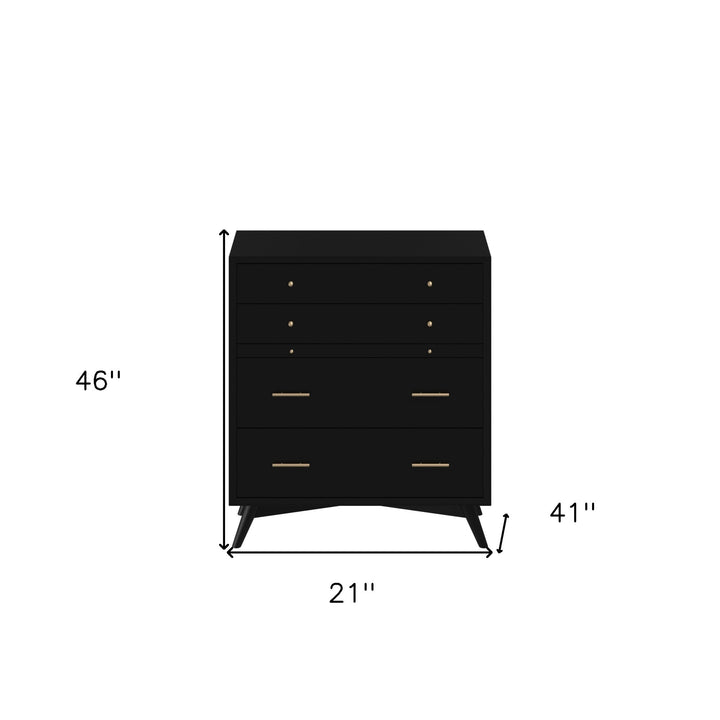 38" Black Solid Wood Four Drawer Chest Image 9