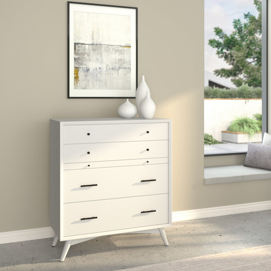 38" White Solid Wood Four Drawer Chest Image 1