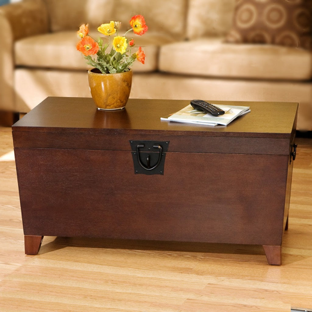 39" Brown Manufactured Wood And Metal Rectangular Coffee Table Image 1