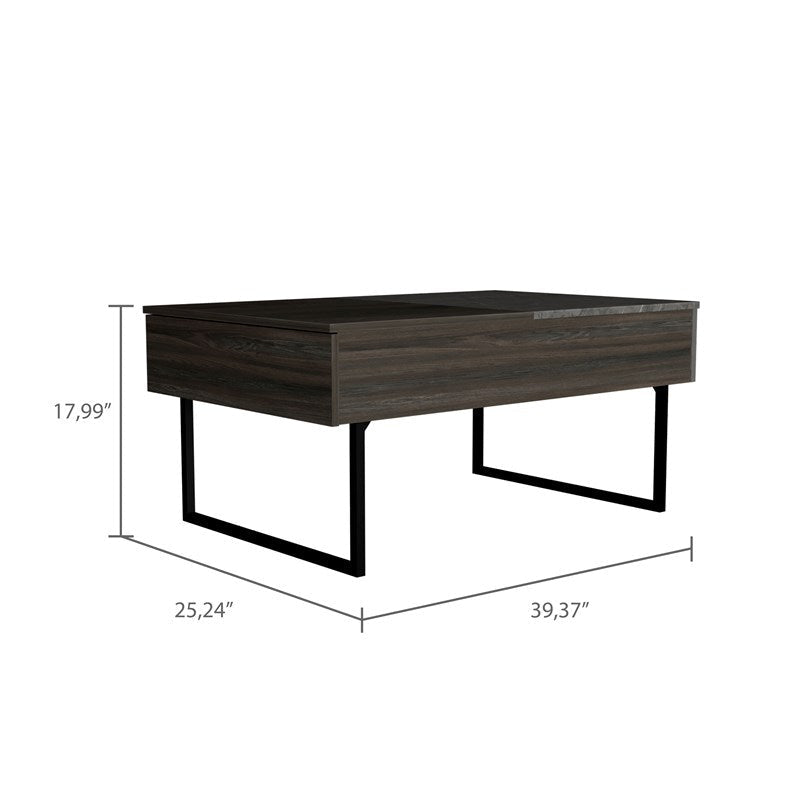 39" Onyx And Carbon Rectangular Lift Top Coffee Table With Drawer Image 4