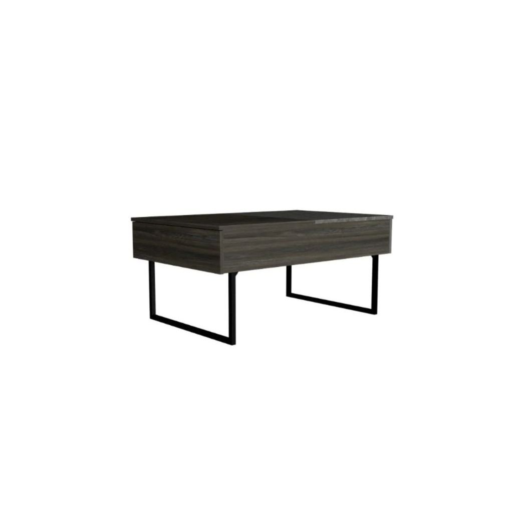 39" Onyx And Carbon Rectangular Lift Top Coffee Table With Drawer Image 8