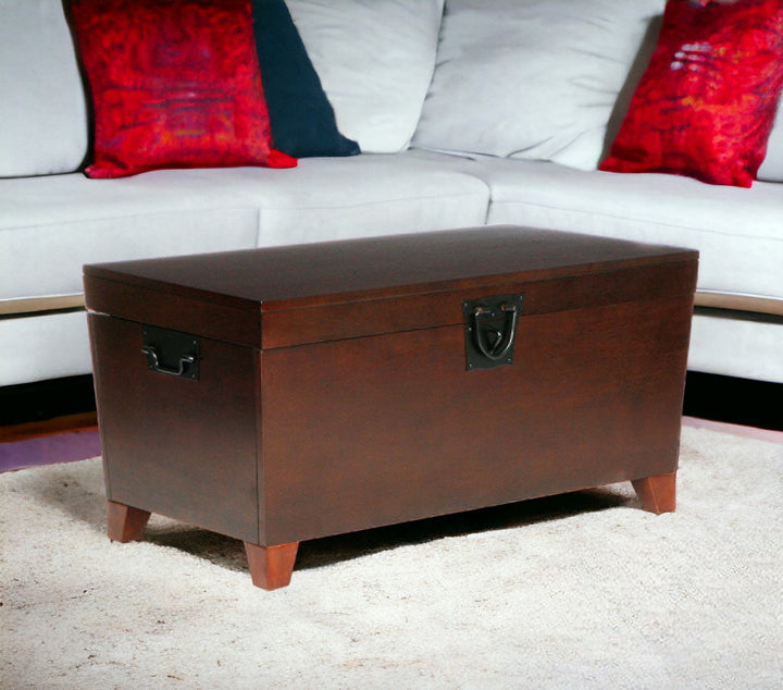 39" Brown Manufactured Wood And Metal Rectangular Coffee Table Image 8