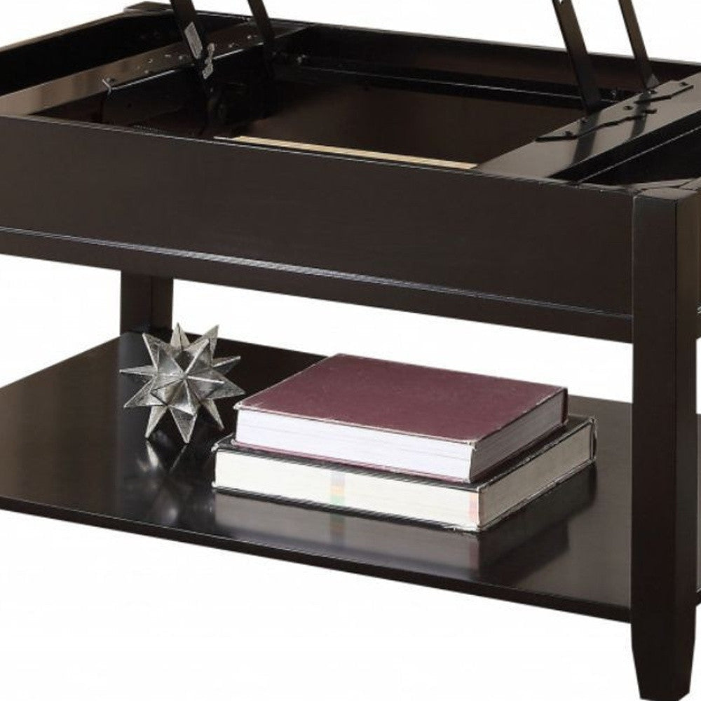 40" Black Manufactured Wood Lift Top Coffee Table With Storage Image 2