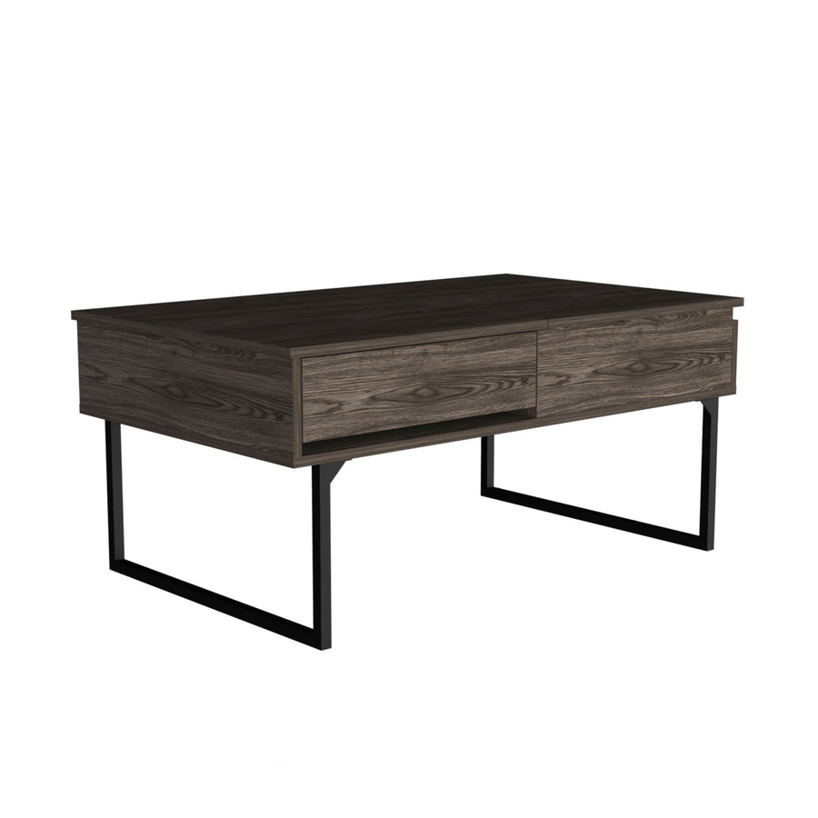 40" Dark Walnut Manufactured Wood Rectangular Lift Top Coffee Table With Drawer Image 1