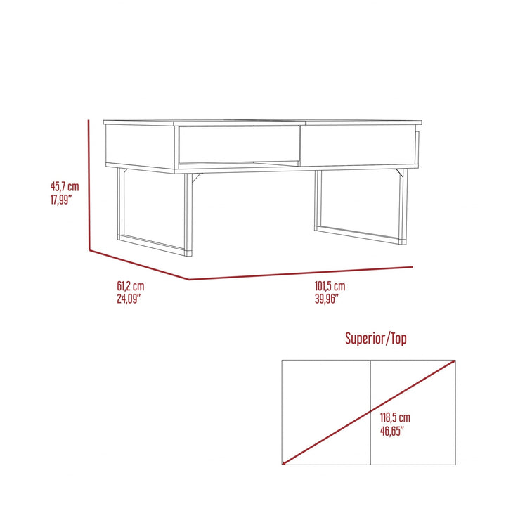 40" Dark Walnut Manufactured Wood Rectangular Lift Top Coffee Table With Drawer Image 4