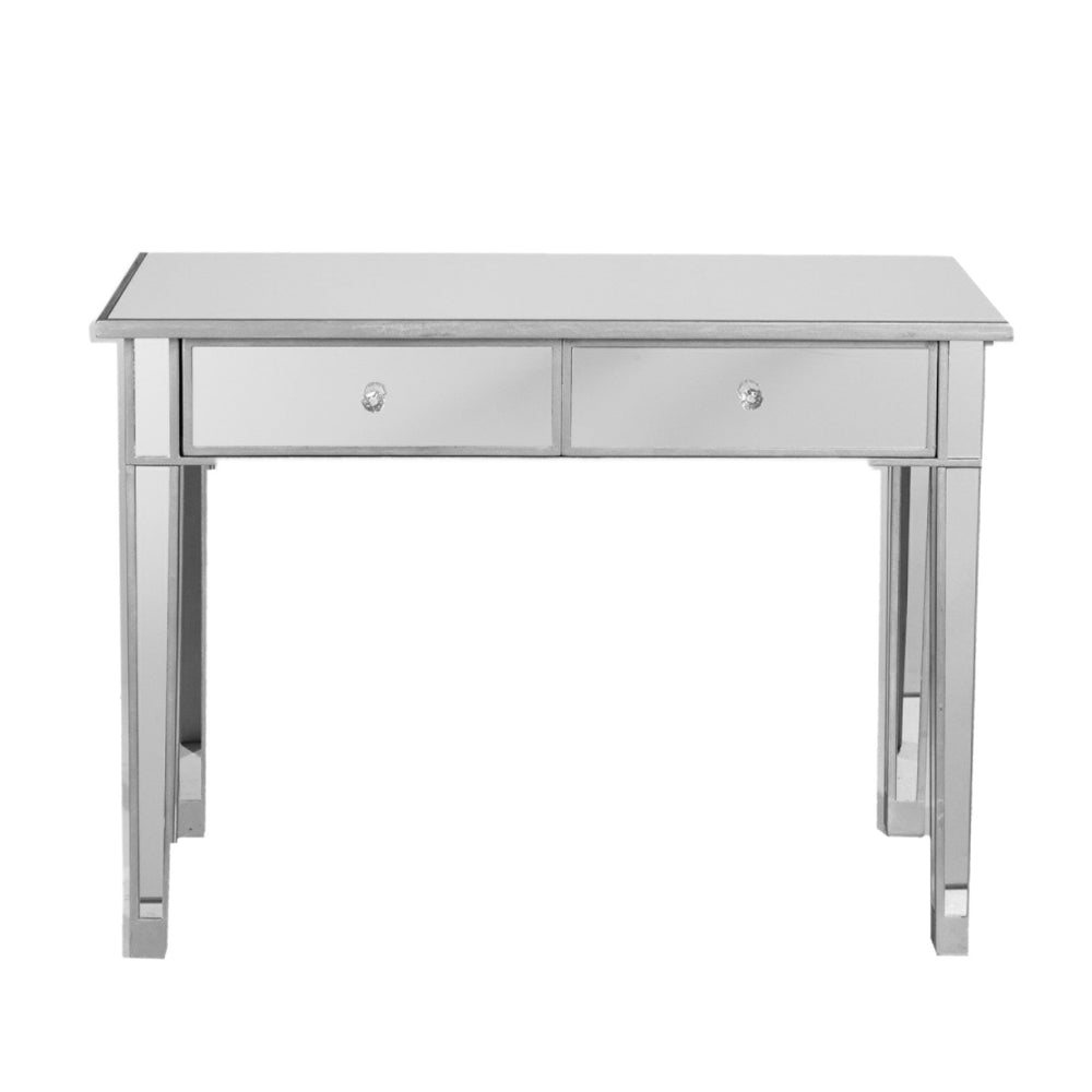 40" Silver Mirrored Glass Console Table With Storage Image 2