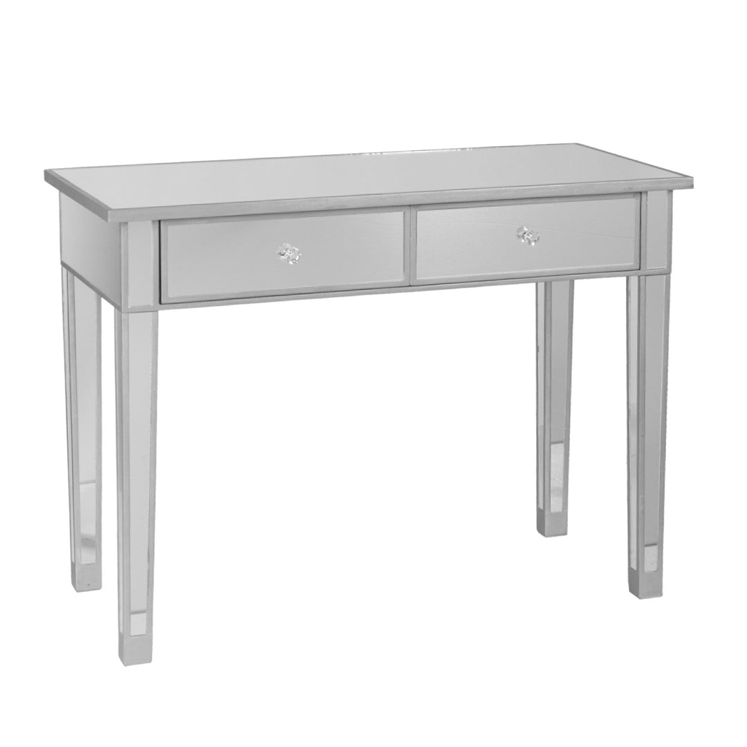 40" Silver Mirrored Glass Console Table With Storage Image 3