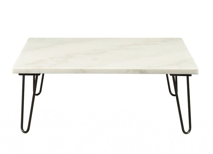 40" White And Black Faux Marble And Iron Coffee Table Image 1