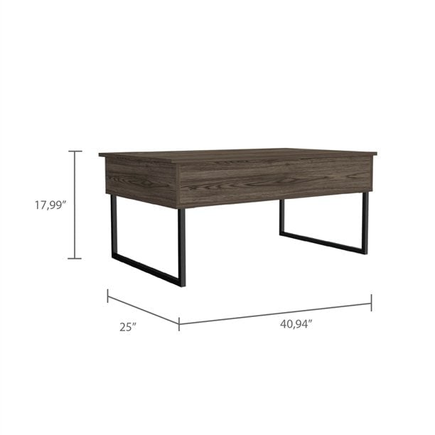 41" Dark Walnut Manufactured Wood Rectangular Lift Top Coffee Table Image 5