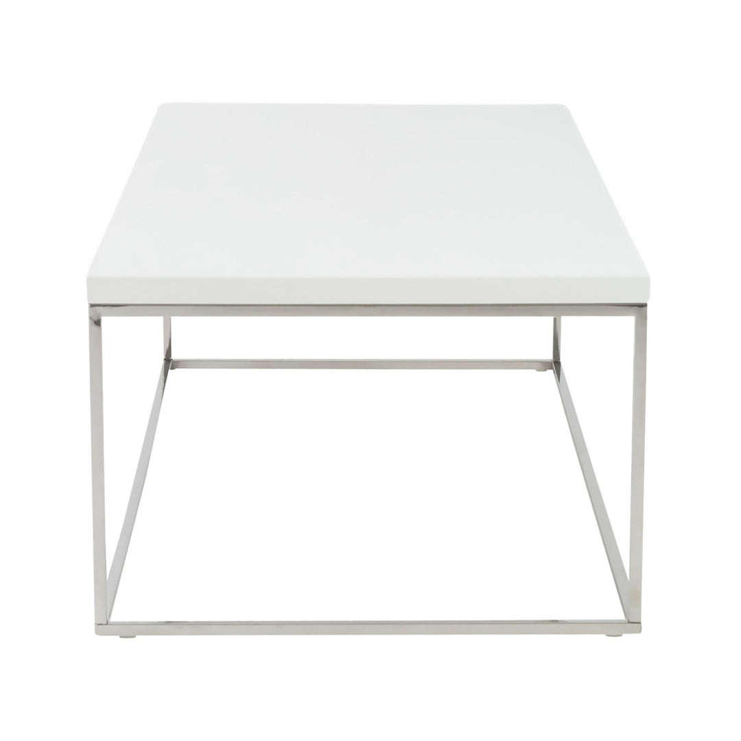 47" White And Silver Metal Coffee Table Image 3