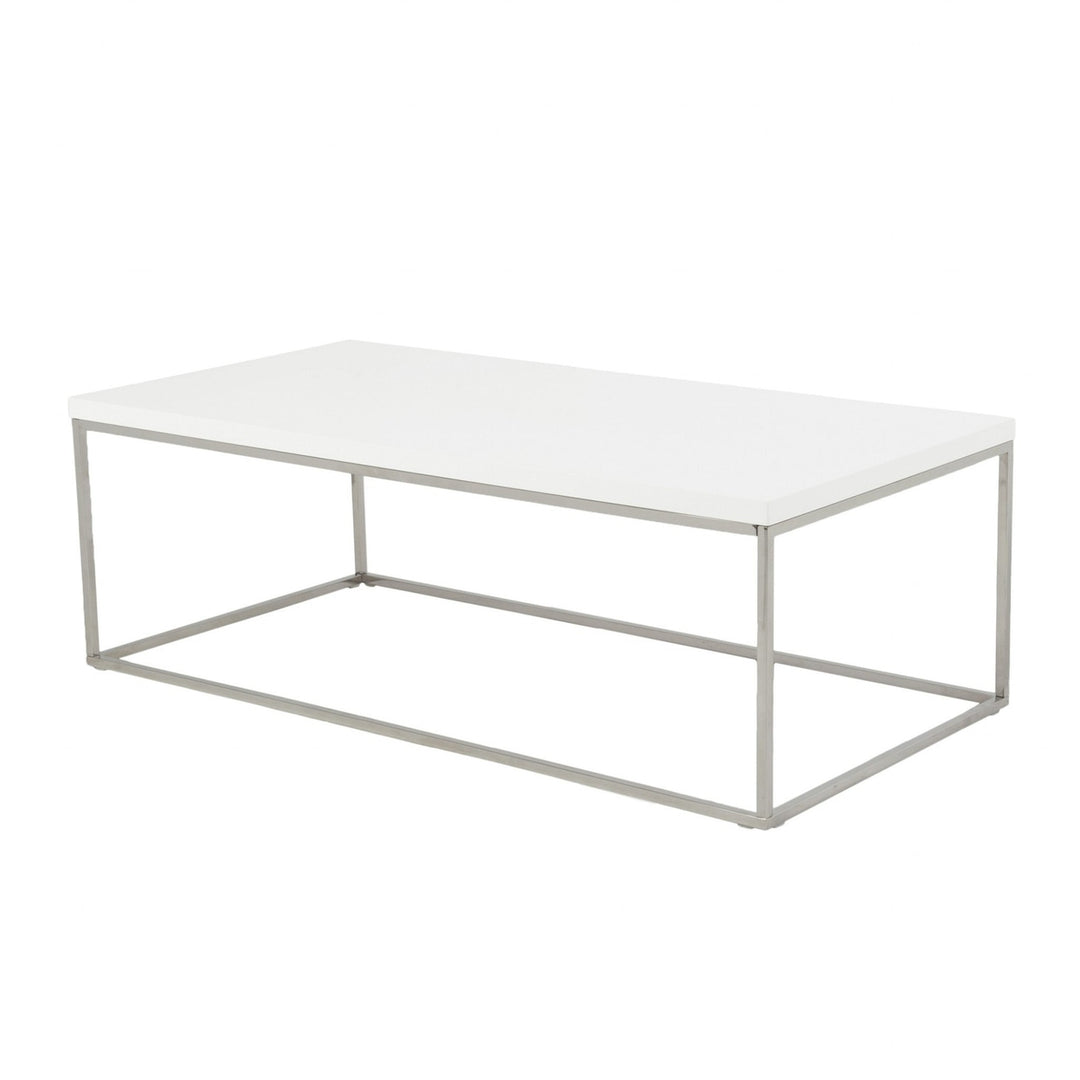 47" White And Silver Metal Coffee Table Image 7