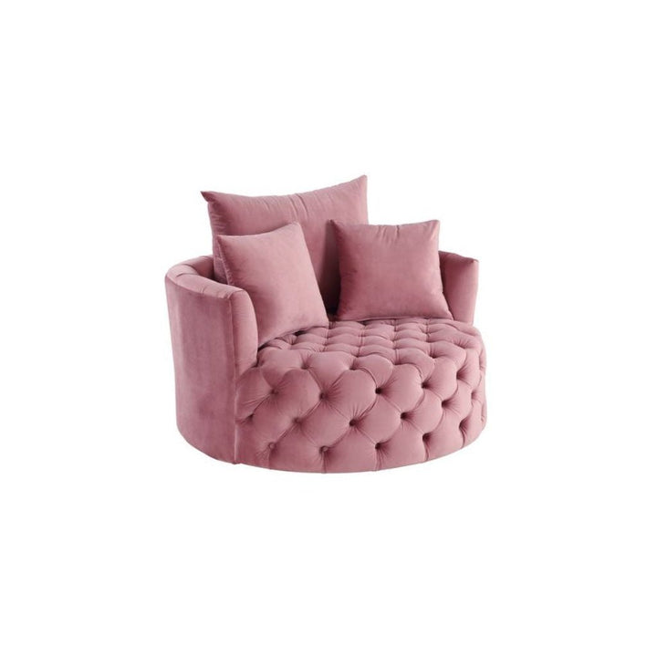 43" Pink Velvet Solid Color Barrel Chair Image 1